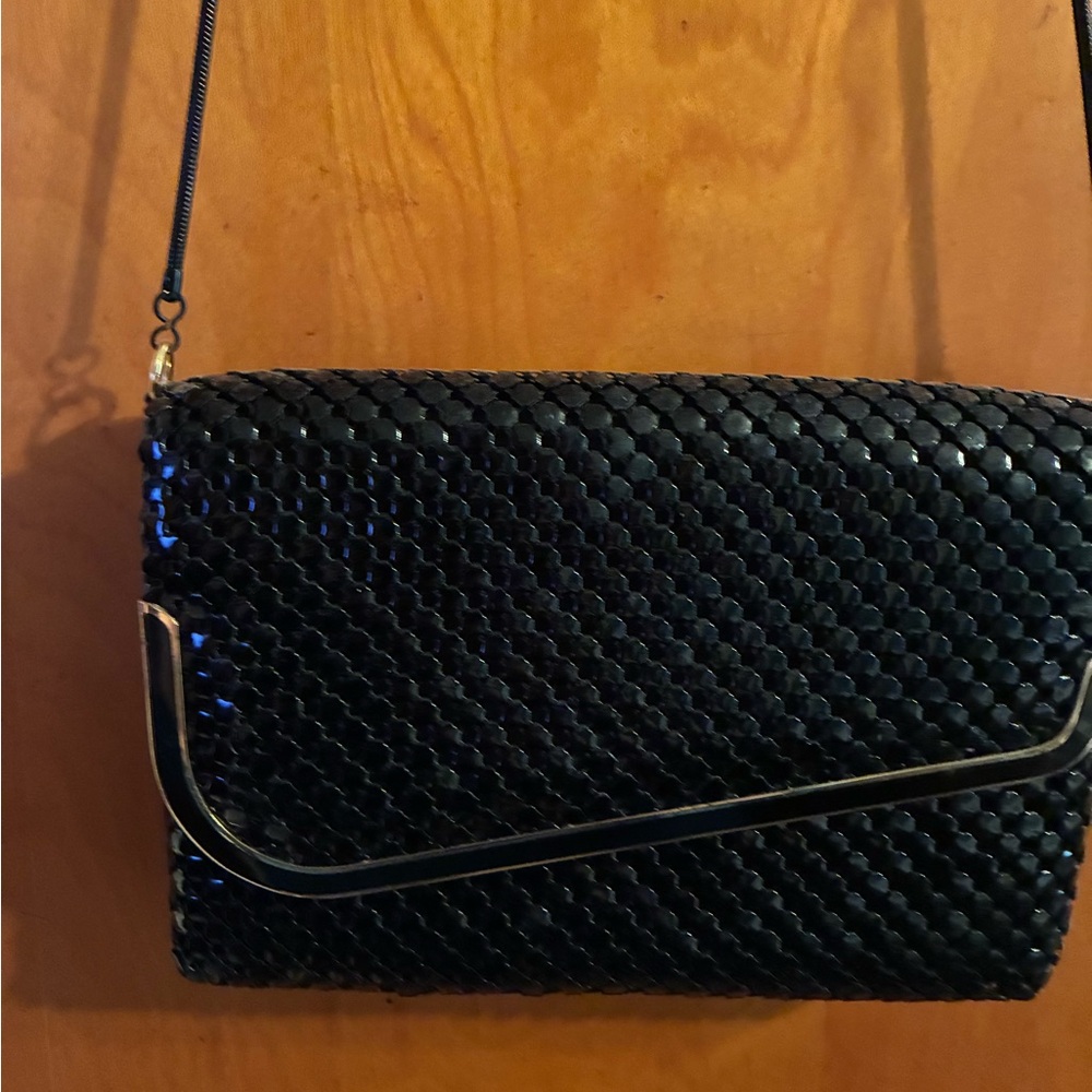 Elegant Black evening Woven Clutch/crossbody.